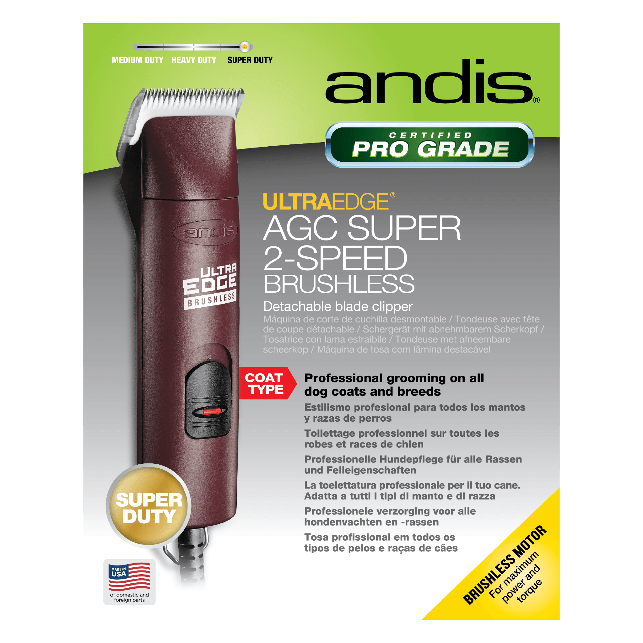 Andis AGCB 2-Speed Brushless w/#10 Ceramic - Burgundy (Heavy Duty) - Image 4