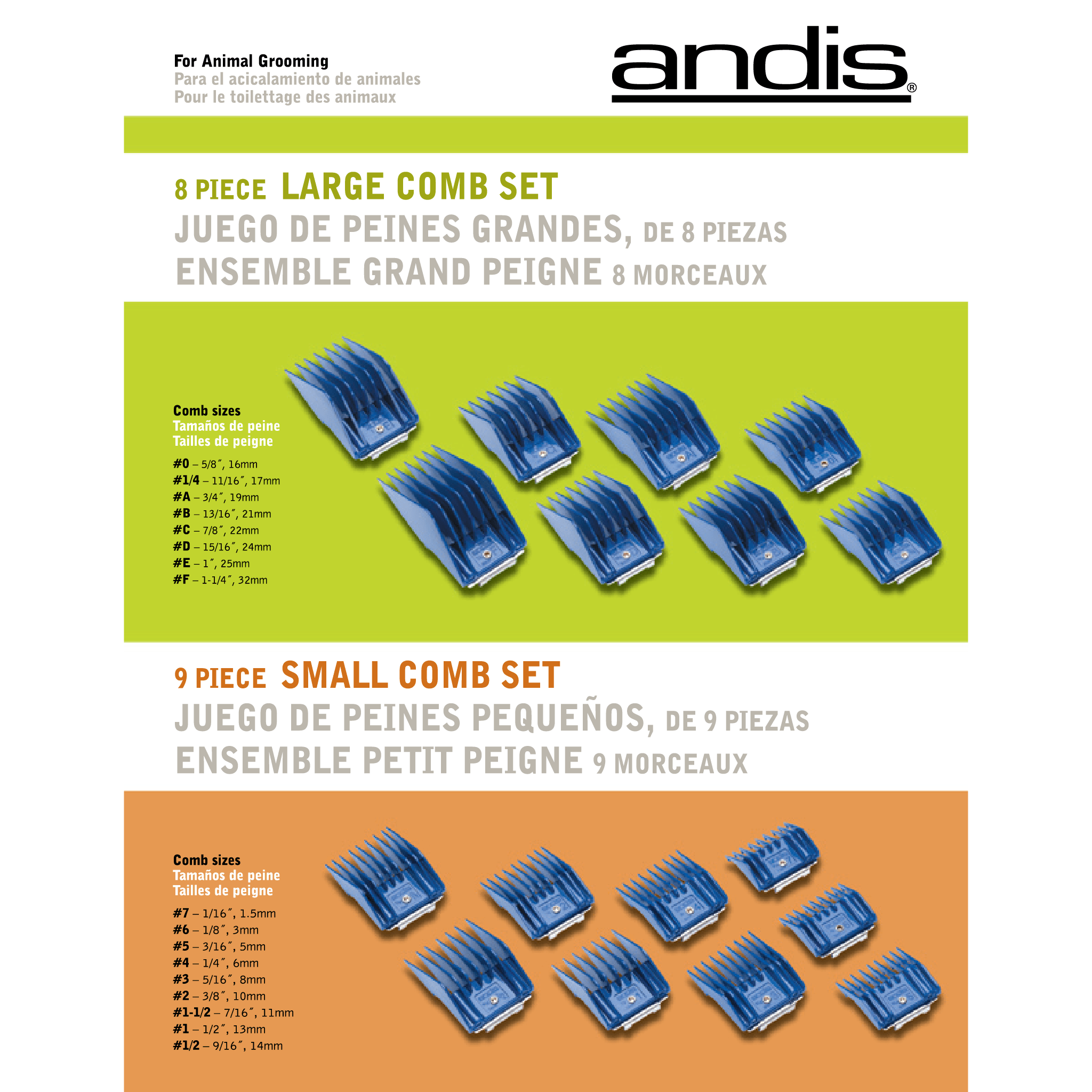 Andis 8pcs Comb Large (Longer length) - Image 3