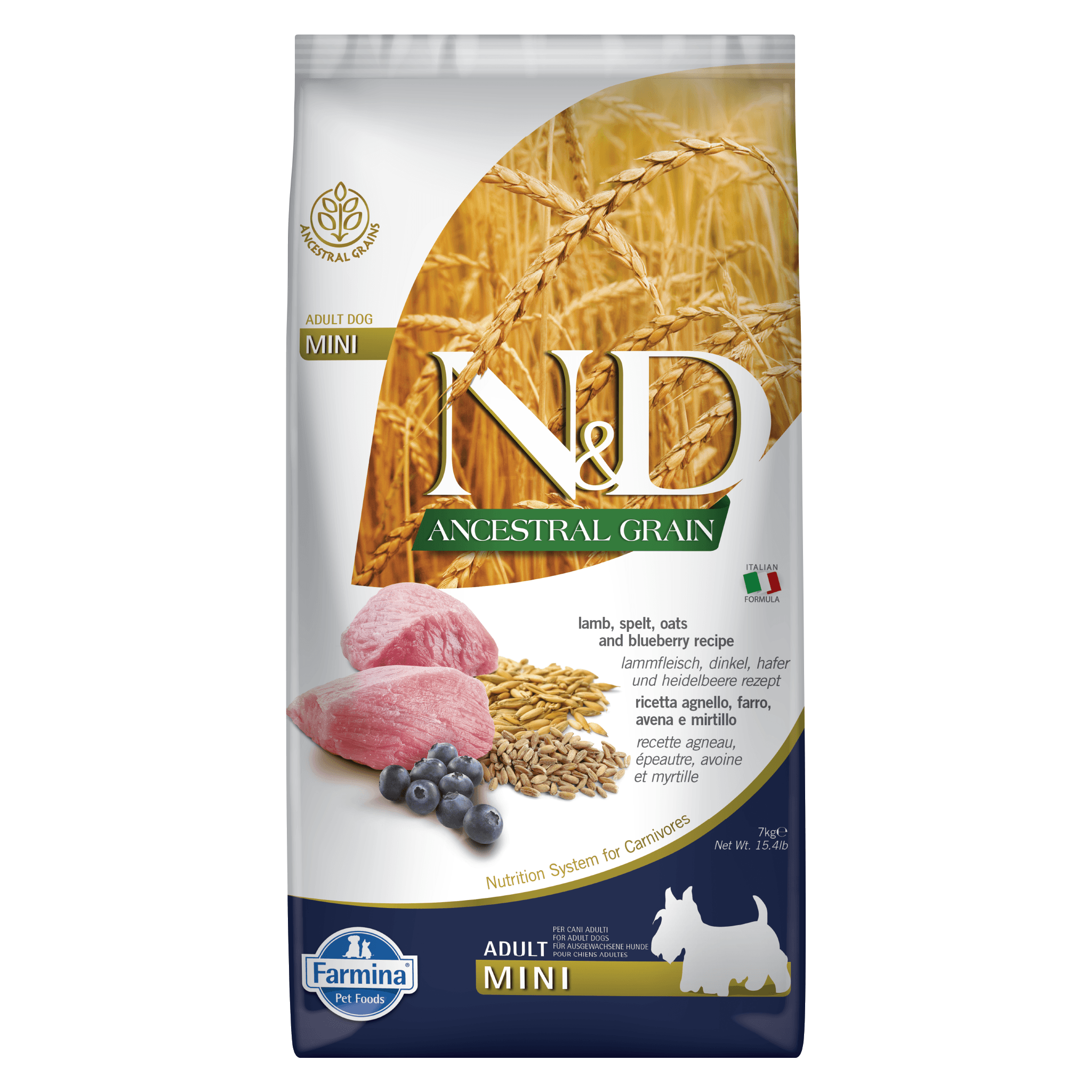 N&D Ancestral Grain Lamb & Blueberry Adult Mini Kibble Size Dry Dog Food - Image 2