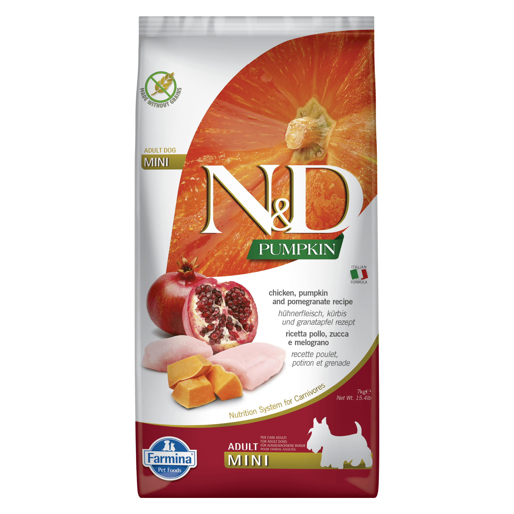 N&D Pumpkin Grain Free Chicken & Pomegranate ADULT Mini Kibble Size Dry Dog Food - Image 2