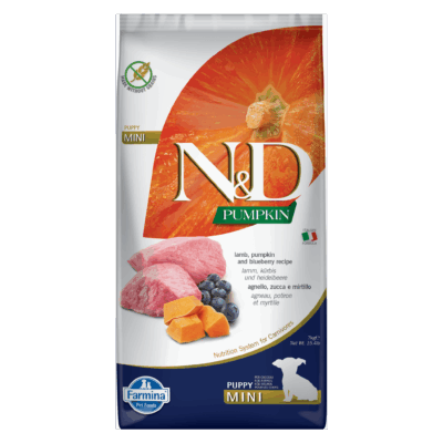 N&D Pumpkin Grain Free Lamb & Blueberry PUPPY Mini Kibble Size Dry Dog Food