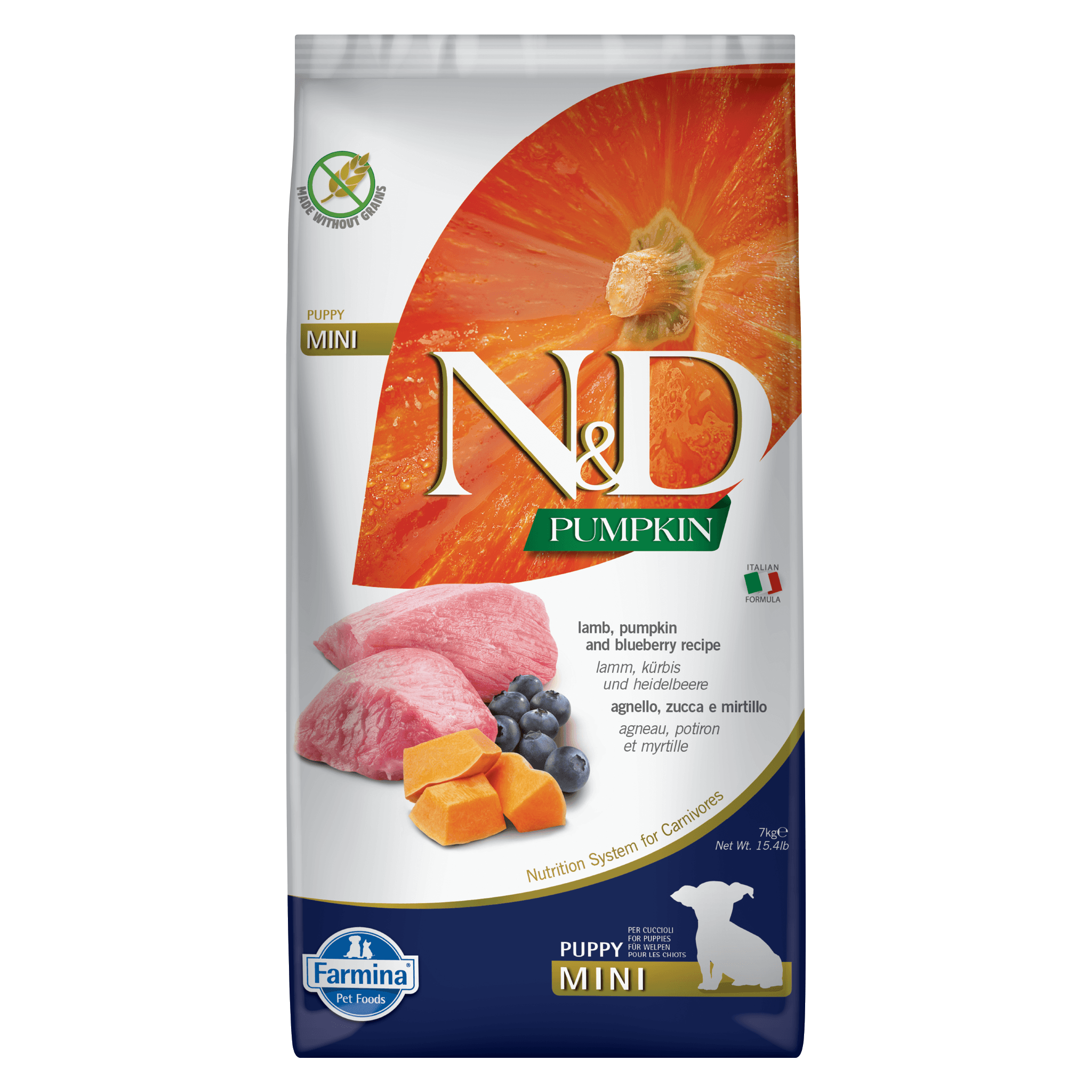 N&D Pumpkin Grain Free Lamb & Blueberry PUPPY Mini Kibble Size Dry Dog Food