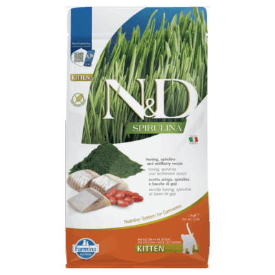 N&D Spirulina Herring, Spirulina AND Wolfberry KITTEN 1.5kg