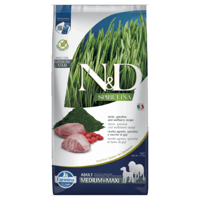 N&D Spirulina Lamb, Spirulina AND Wolfberry Adult Dog Medium Maxi 7 KG