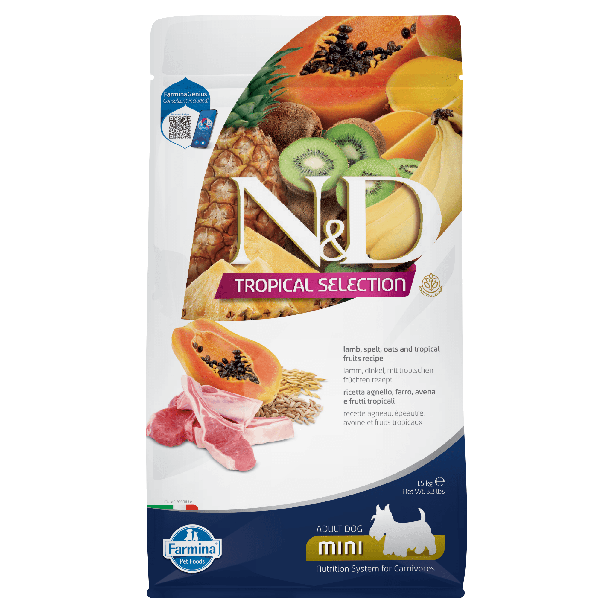 N&D Tropical Lamb ADULT Mini Kibble Size Dry Dog Food