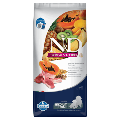 N&D Tropical Lamb PUPPY Medium & Maxi Kibble Size Dry Dog Food 10kg